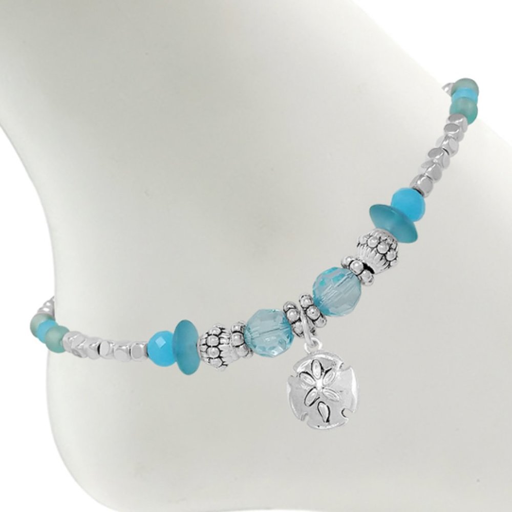Beaded Sand Dollar Charm Anklet